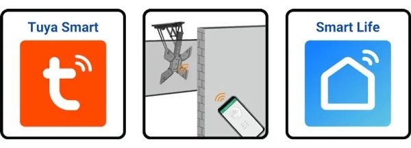 MK FLORIA MKF-20DM444 - Intelligens mennyezeti tartó TV-hez 55" fekete Wi-Fi TUYA + + távirányító