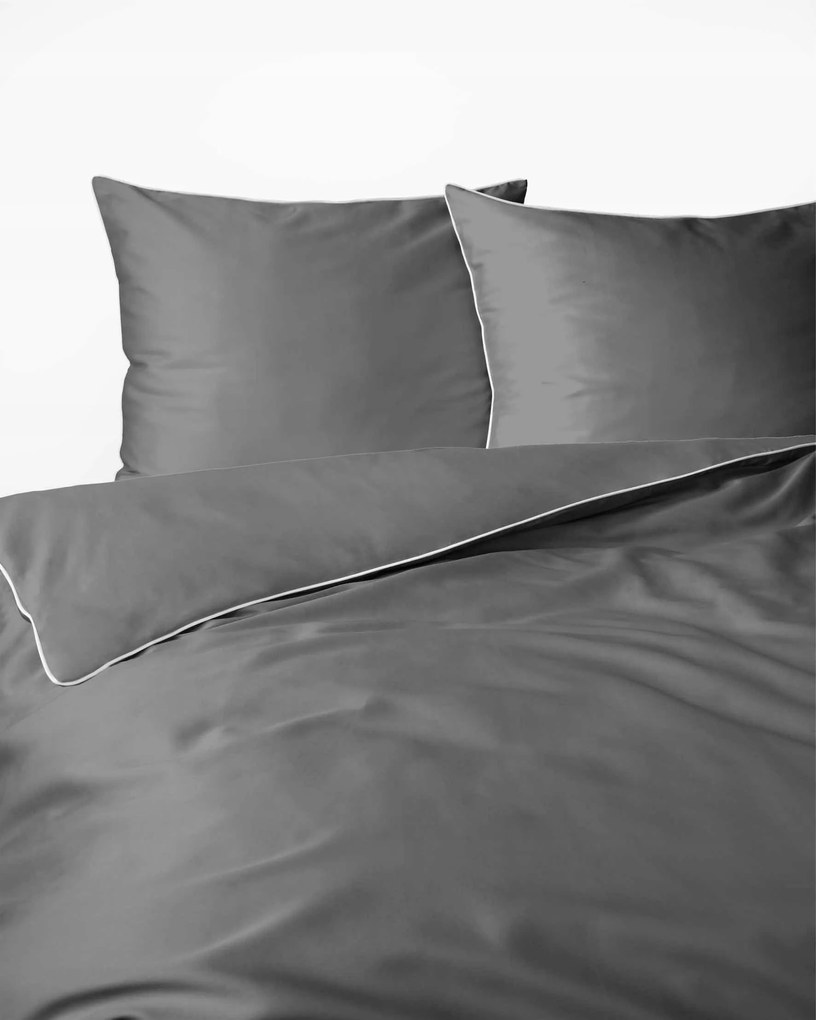 Szatén ágyneműhuzat 220x200 szürke, Mako Satin szegéllyel