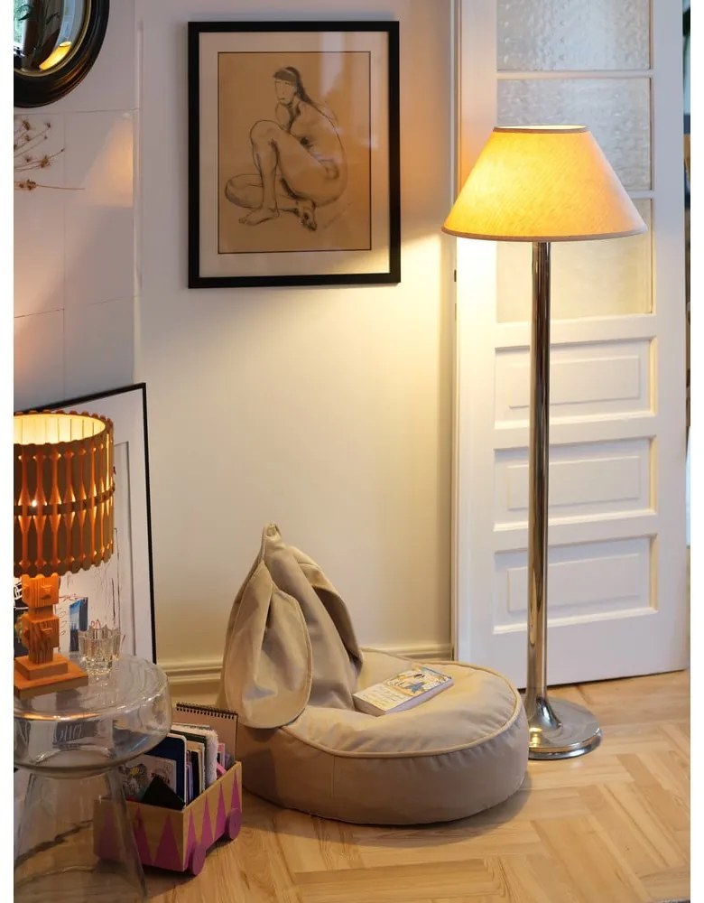 Bézs bársony gyerek babzsákfotel Bunny – Wigiwama