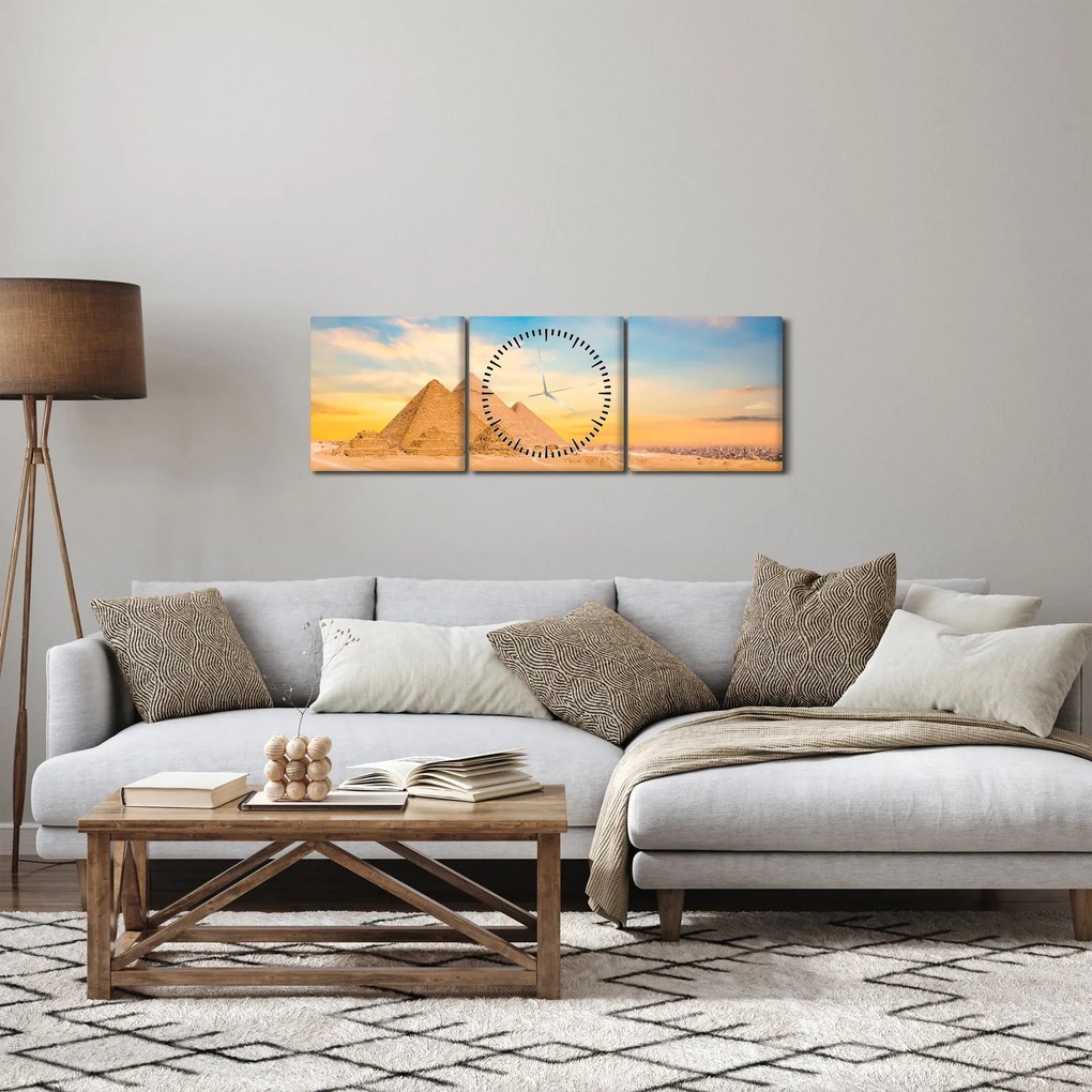 Az egyiptomi piramisok képe (órával) (90x30 cm)