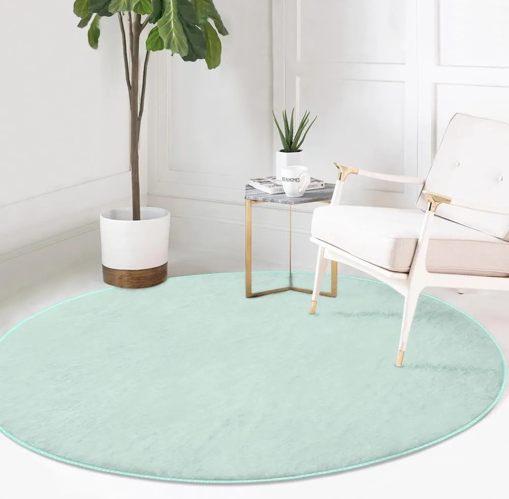 Mentazöld mosható-robotporszívóval tisztítható kerek szőnyeg ø 80 cm Comfort – Mila Home