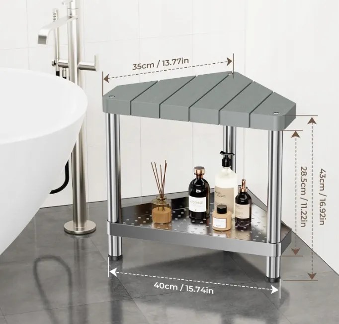 Fürdőszobai szék Orimade ezüst Organizer