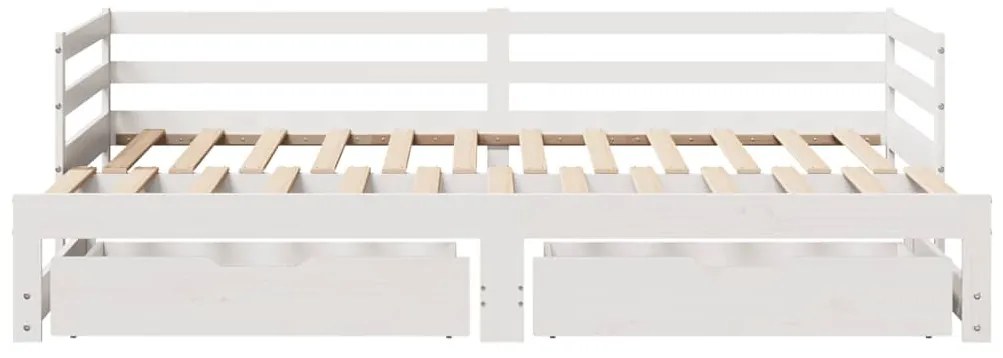 fehér kihúzható heverő fiókokkal matrac nélkül 80 x 200 cm
