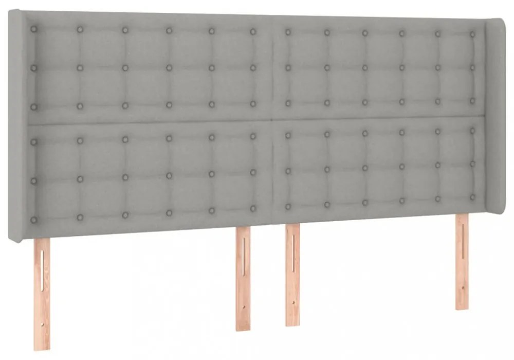 világosszürke szövet rugós és LED-es ágy matraccal 200x200 cm