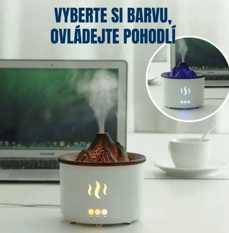 RDF3 aroma diffúzor vulkán formájában - 500 ml - fehér