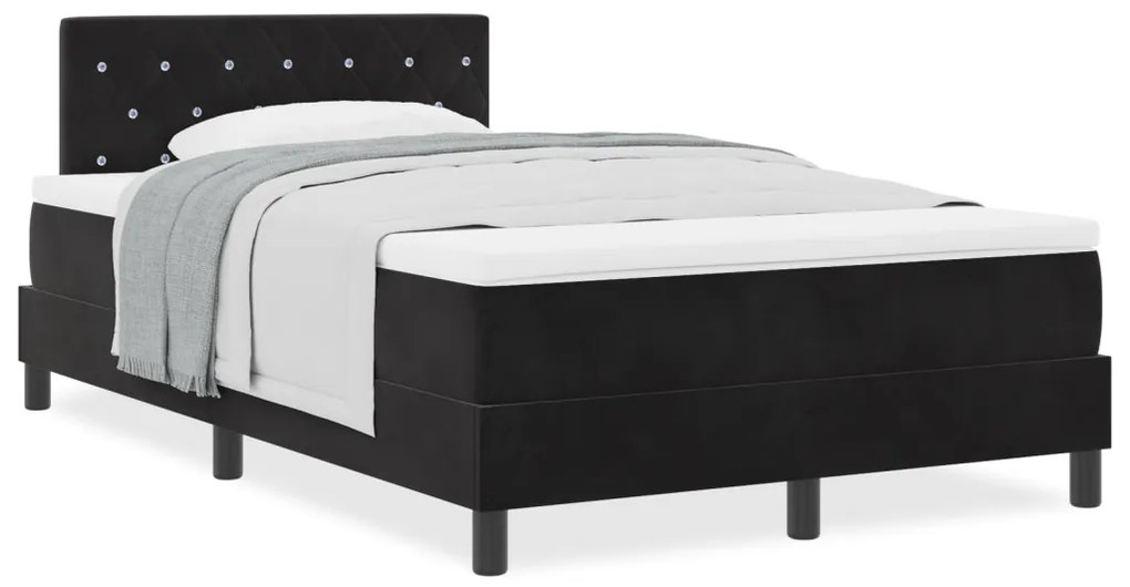Boxspring ágy matraccal Fekete Kicsi dupla Bársony