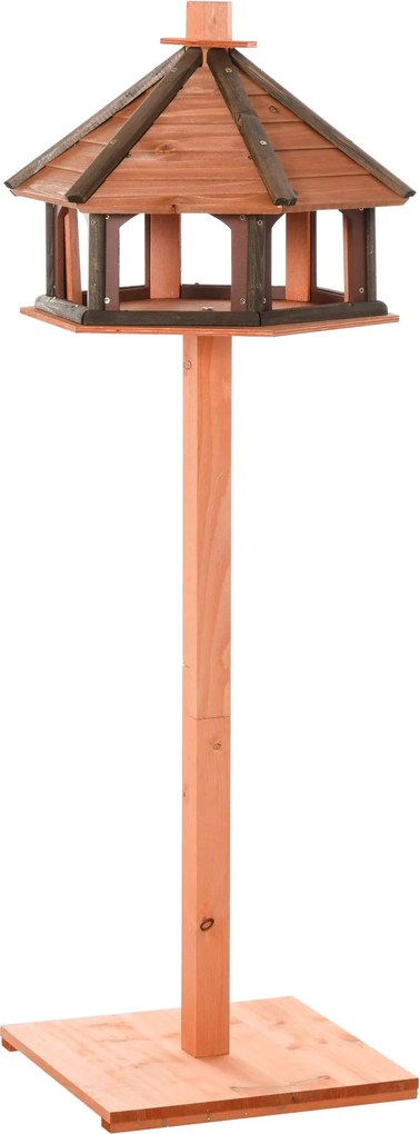 PawHut Madárodú Állvánnyal, Időjárásálló Madáretető, Fa Madáretető Vadmadaraknak Ø52 x 130H cm Természetes | Aosom