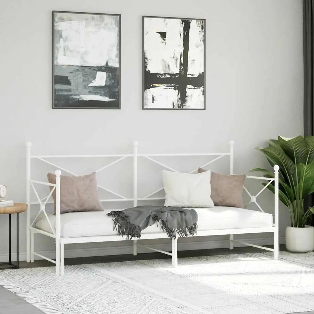 Daybed with Trundle without Mattress White 80x200 cm acél