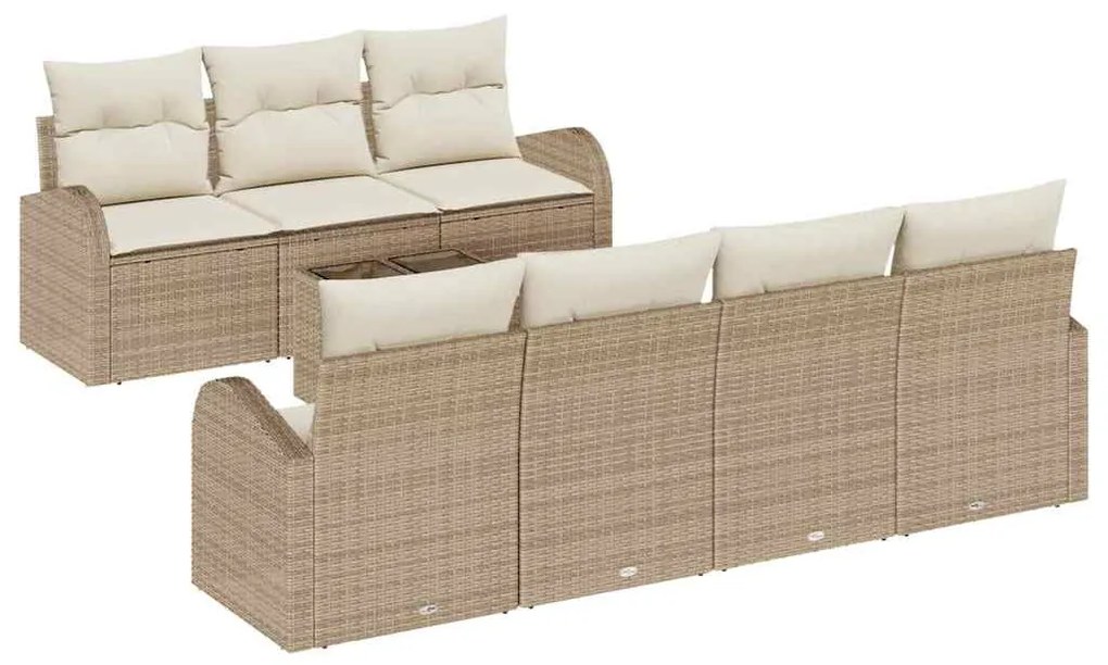 vidaXL Kerti Kanapé Szett párnával tárolóval 8 pcs Beige és krém