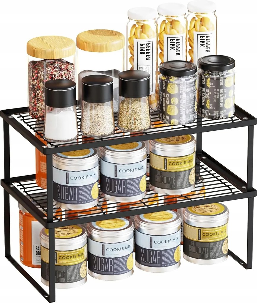 Konyhai rendszerező Fém Konyhai könyvespolc Összecsukható Fekete 2 db