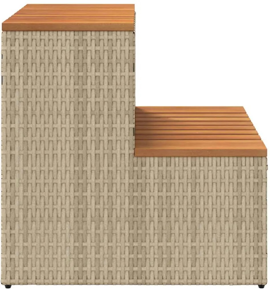 pezsgőfürdő lépcső bézs 50x50x50,5cm polyrattan és akácfa