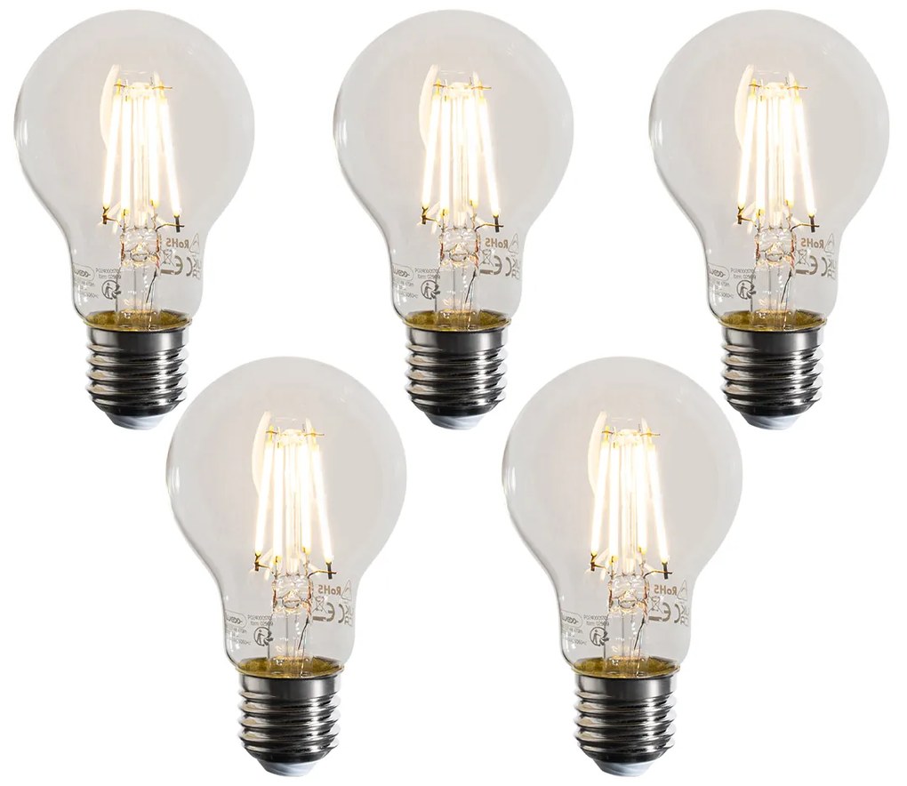 5 darabos E27 dimmelhető LED izzókészlet A60 átlátszó 4W 470 lm 2700K