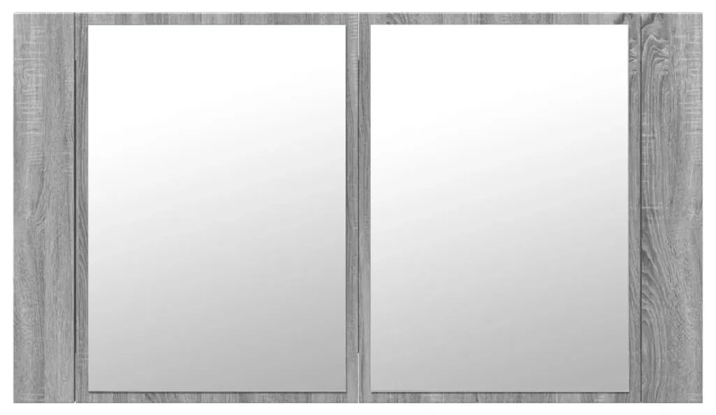 szürke sonoma akril LED-es tükrös fürdőszobaszekrény 80x12x45cm