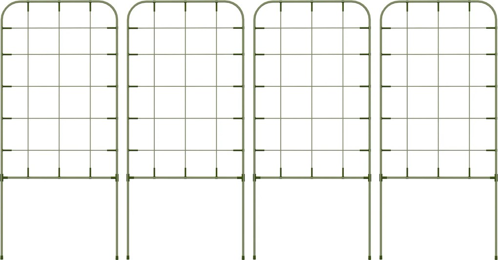 Outsunny 4 darabos Kerti Rács Szett Acél Vázszal Gyümölcsök, Zöldségek, Virágok Támogatására Kültéri Dekorációhoz Teraszon, 40x90 cm Zöld | Aosom