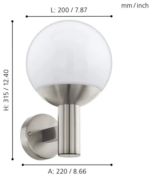 Eglo 97247 - NISIA-C kültéri LED fali lámpa 1xE27/9W/230V IP44
