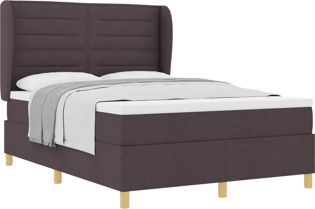 vidaXL Boxspring ágy matraccal Sötétszürke 90x190 cm Szövet sötétbarna
