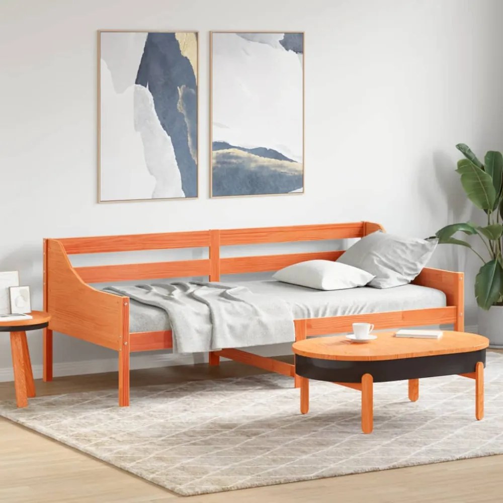 kanapéágy ágy matrac viaszbarna 100x200 cm tömör fa fenyőfa
