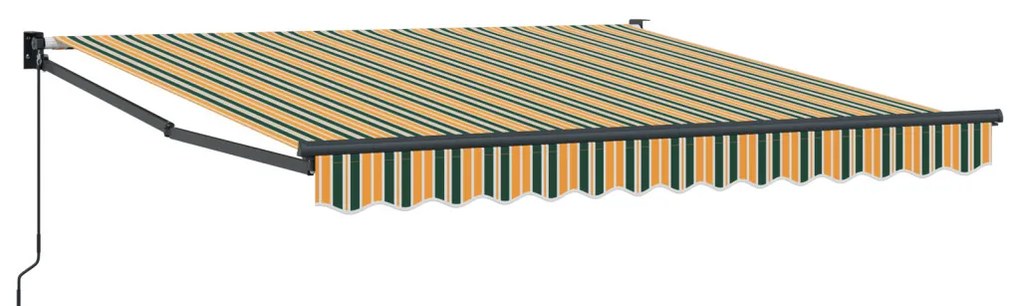 Manuális Behúzható Napernyő Zöld és Sárga 350x250 cm