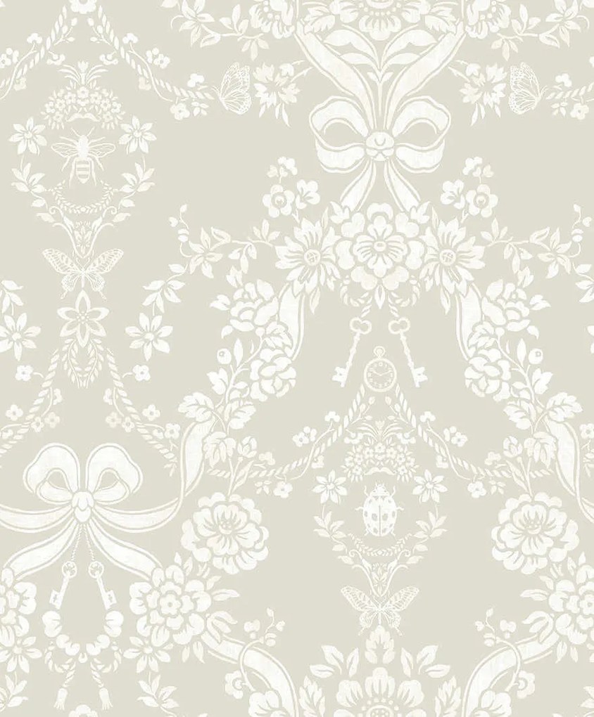 Holden Decor Imaginarium 3 Bow Damask taupe damaszt mintás papír tapéta – 14171