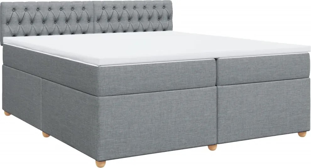 vidaXL világosszürke szövet rugós ágy matraccal 200 x 200 cm
