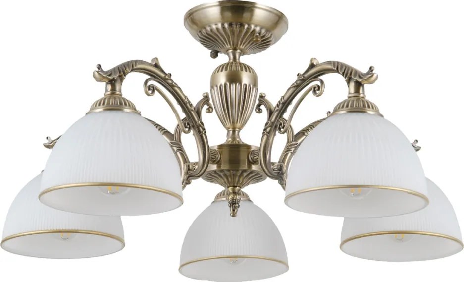 ITALUX PND-5122-5 FENEZA Mennyezeti Csillár Antik Bronz, Fehér E27 IP20
