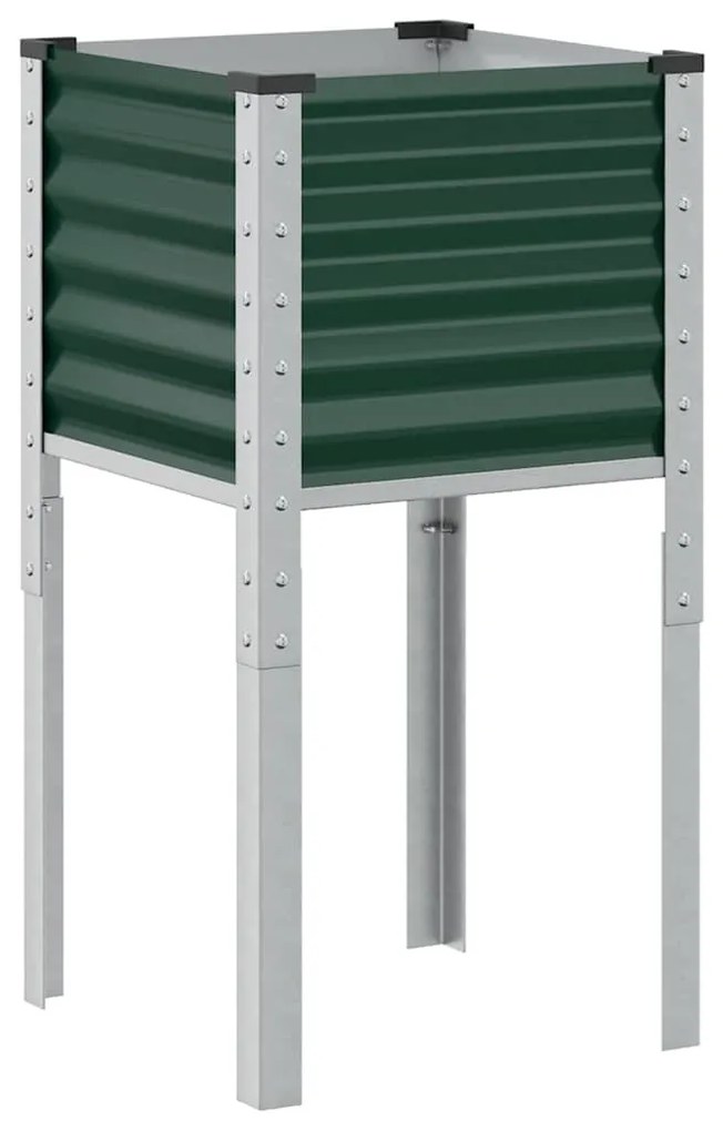 zöld acél kerti virágláda 45 x 45 x 88 cm