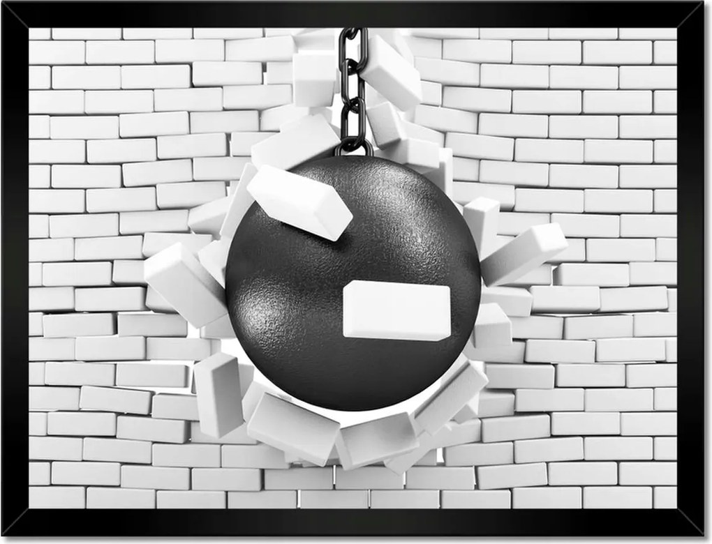 Poszterek keretben 40x30 Tégla faltörő gömb Téglabontás
