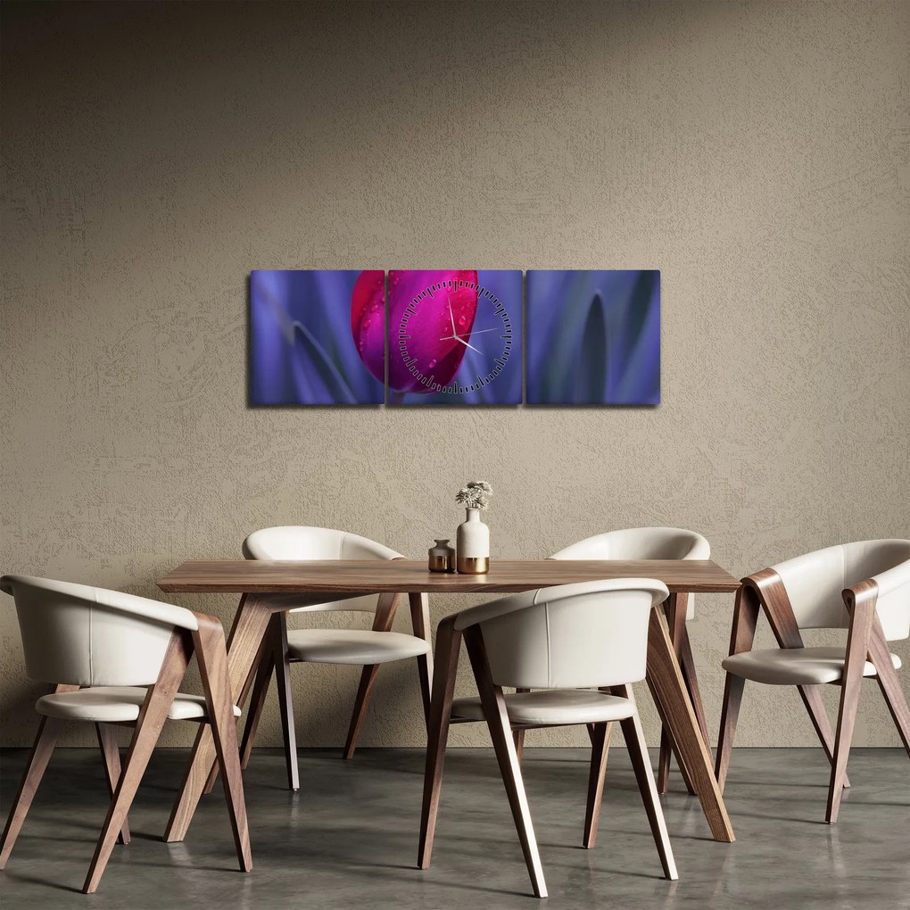 Tulipán bimbó képe (órával) (90x30 cm)