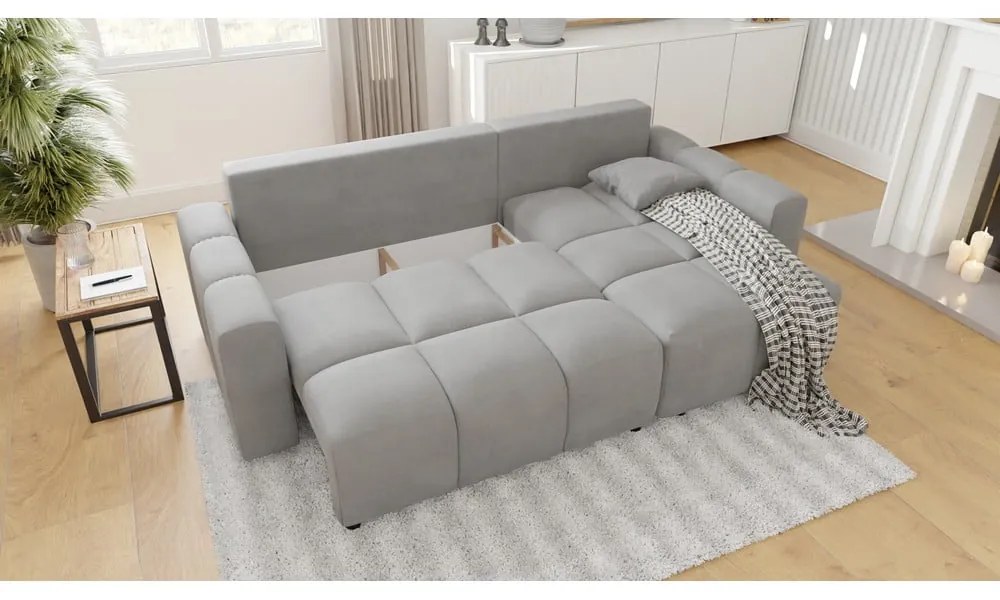 Világosszürke sarokkanapé (variálható) Luki – Ropez