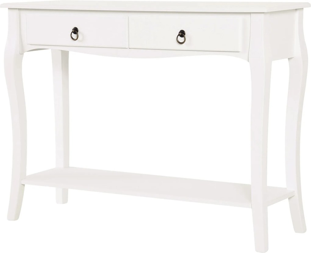 HOMCOM Konzol Asztal - Elegáns Tányér és Konyhai Asztal Fiókokkal és Polccal - 100x33x75 cm Fehér Fényes Fa | Aosom