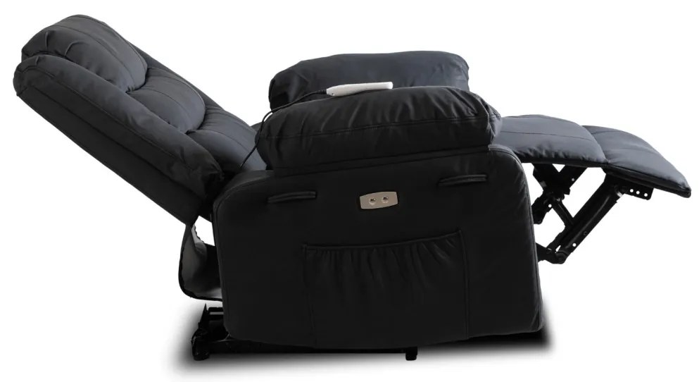 Elektromosan Vezérelhető Masszázsfunkciós Relaxfotel Fekete Színben. JASPER
