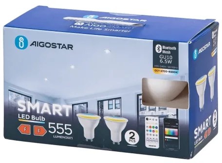 2 db-os szett: dimmelhető MESH Smart LED-izzó GU10/6,5W/230V 2700-6500K + távirányító - Aigostar