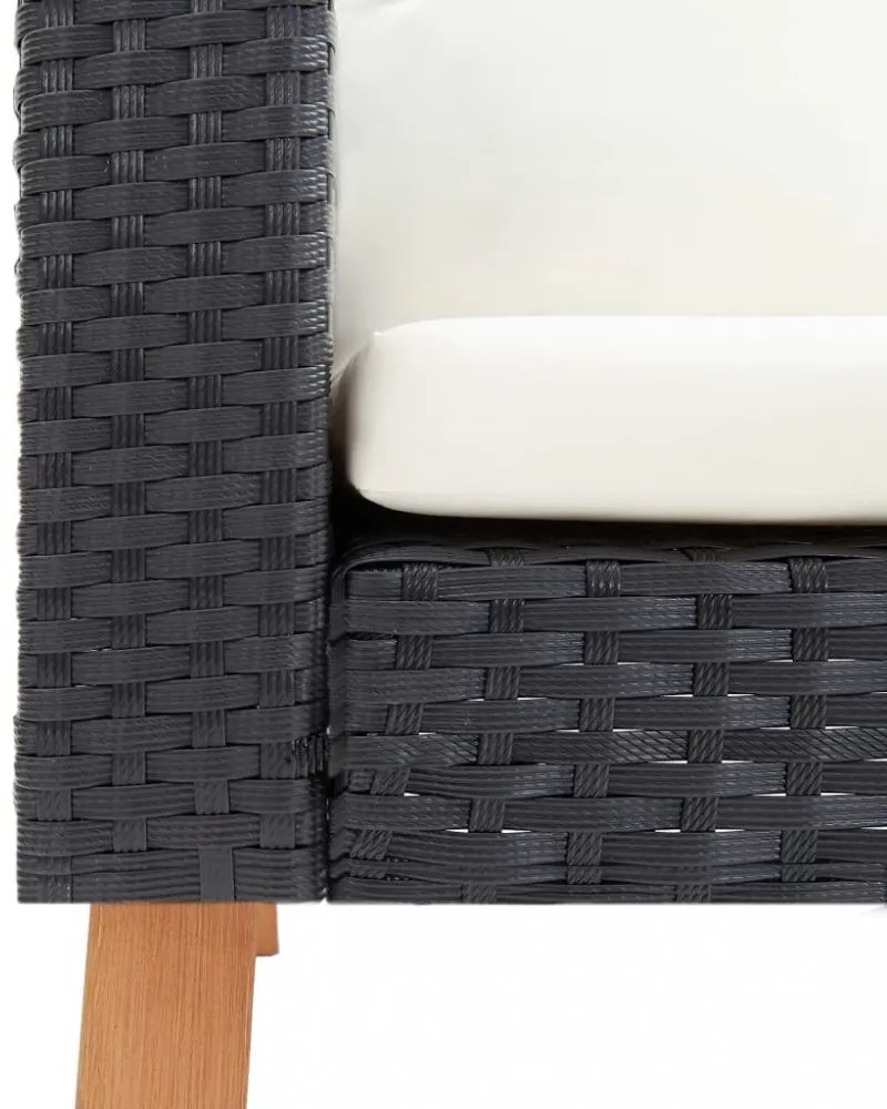 vidaXL 2 részes fekete polyrattan kerti ülőgarnitúra párnákkal