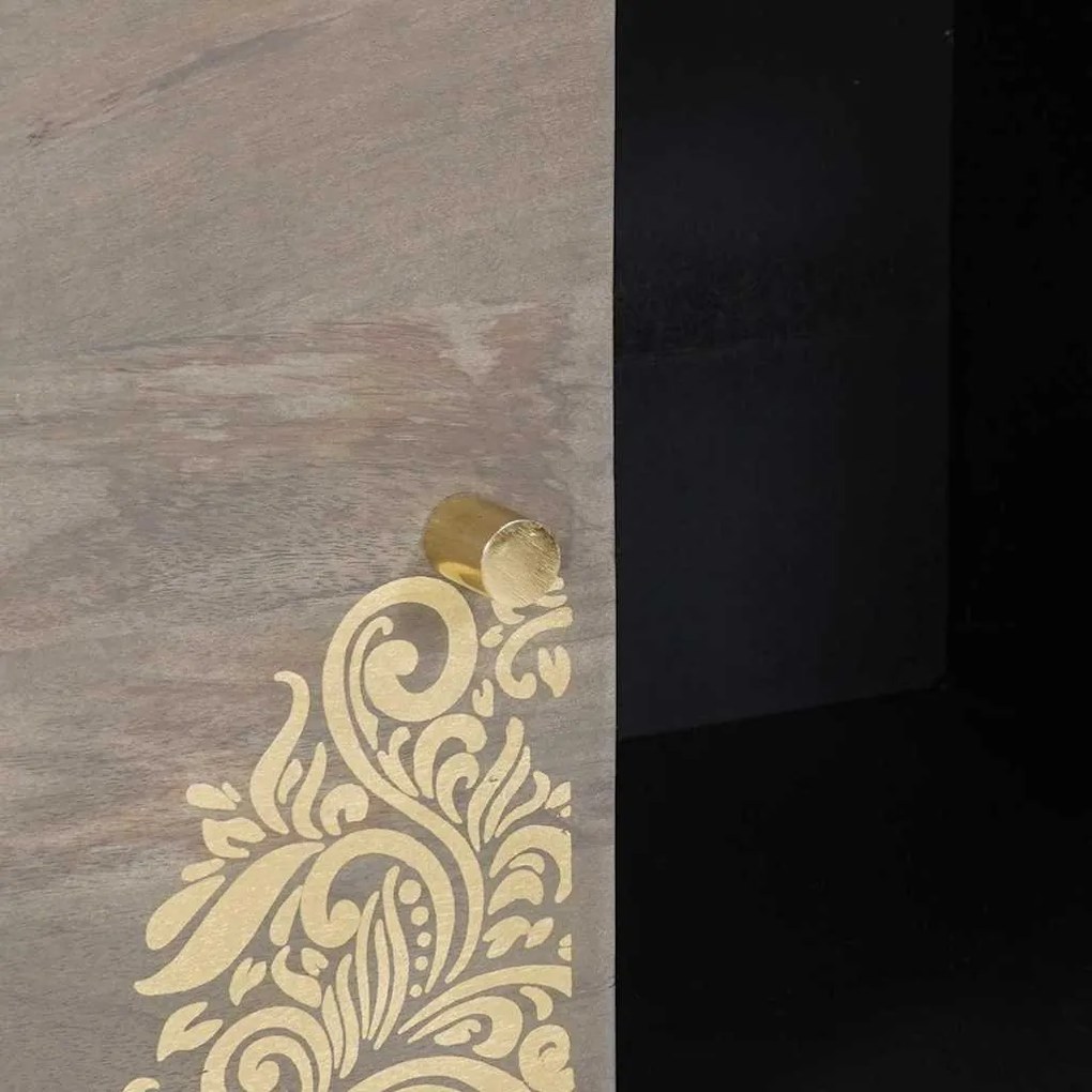 Széf polcokkal Szürke és Arany 80 x 33.5 x 75 cm Tömör mangófa