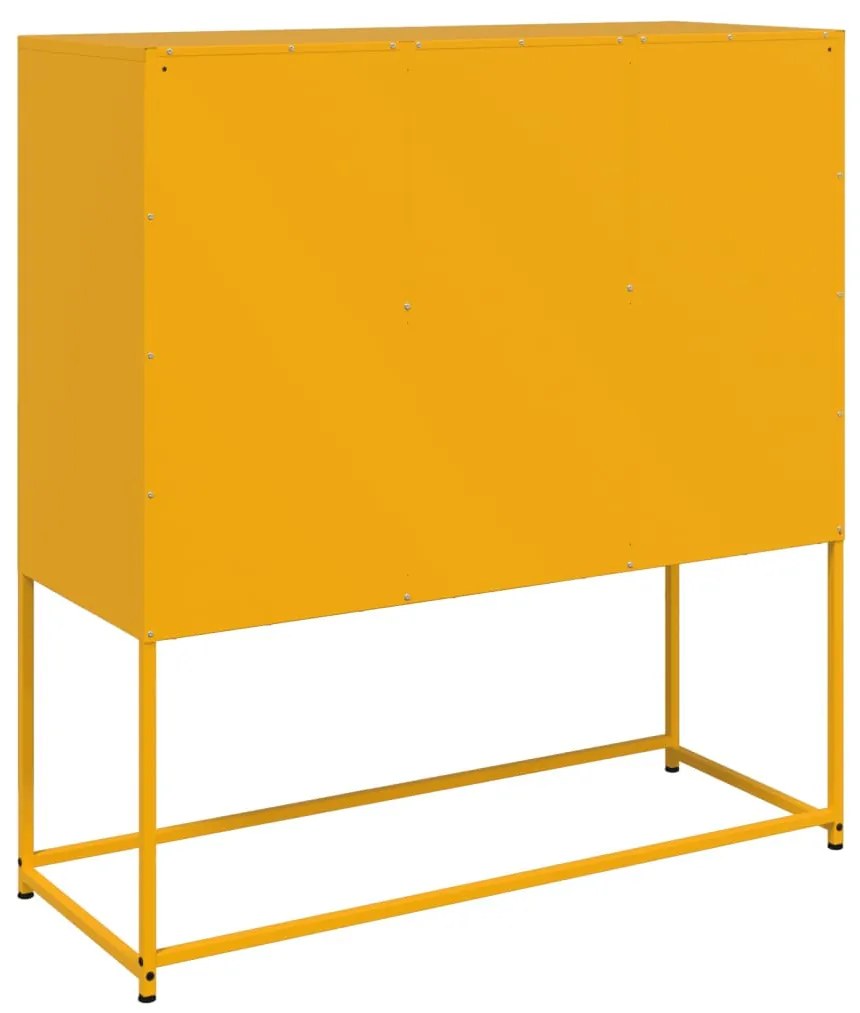 mustársárga acél tálalószekrény 100,5 x 39 x 107 cm