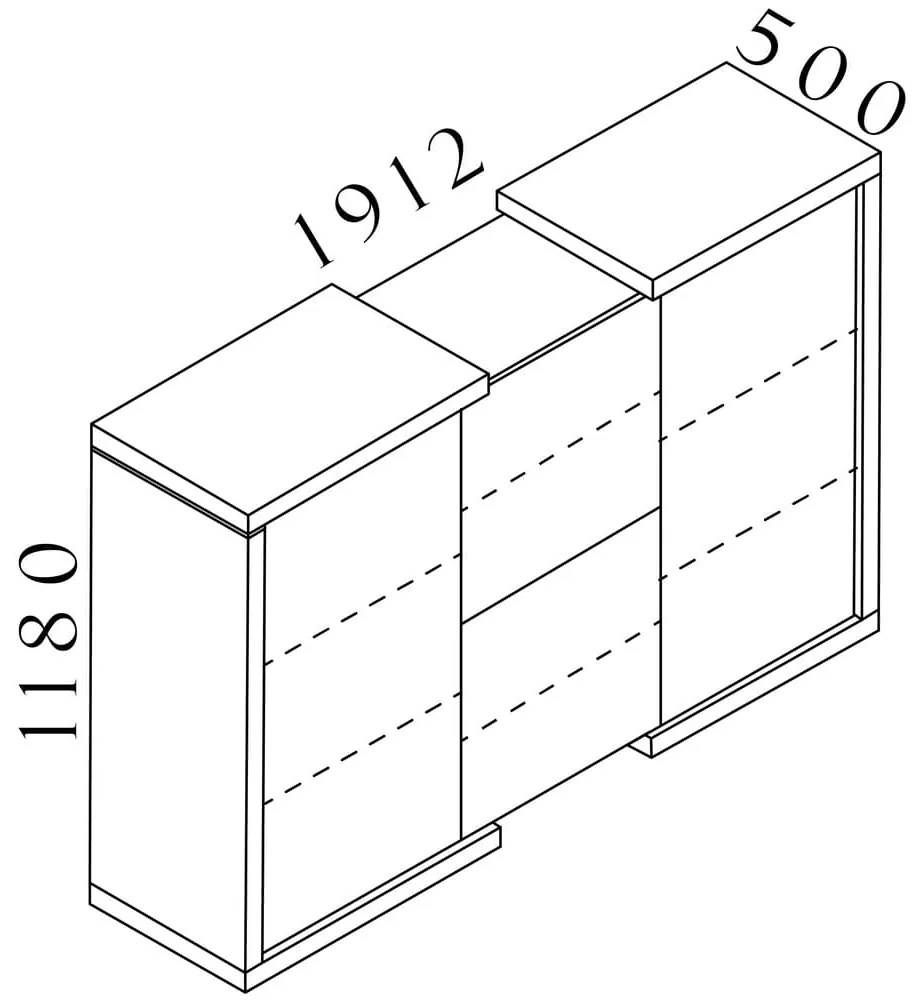 Lineart közepes szekrény 191,2 x 50 x 118 cm, bodza sötét / fehér