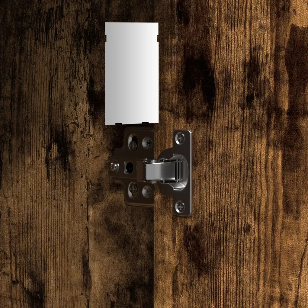 Fésülködőasztal LED Lámpákkal Füstölt Tölgy 102x33x135 cm