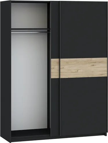 BERNO ruhásszekrény, 150 cm | Antracit + hickory tölgy