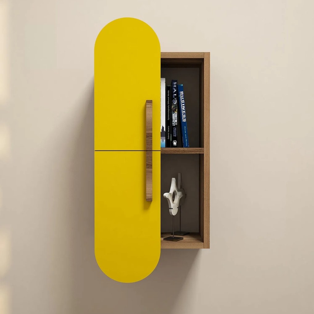 Fali polc Rose - Walnut, Yellow