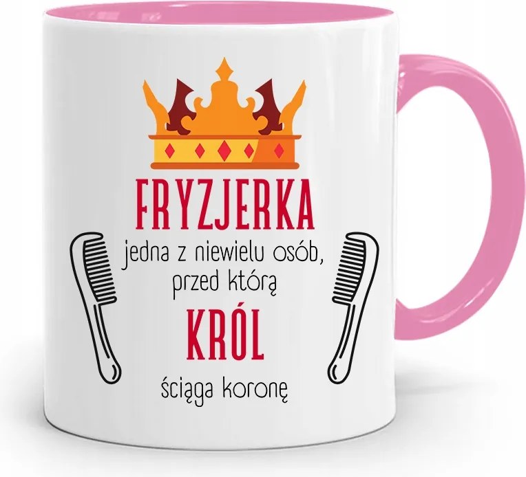 Rózsaszín Bögre Fodrásznak A Király Lehúzza A Koronát fényképes nyomtatással