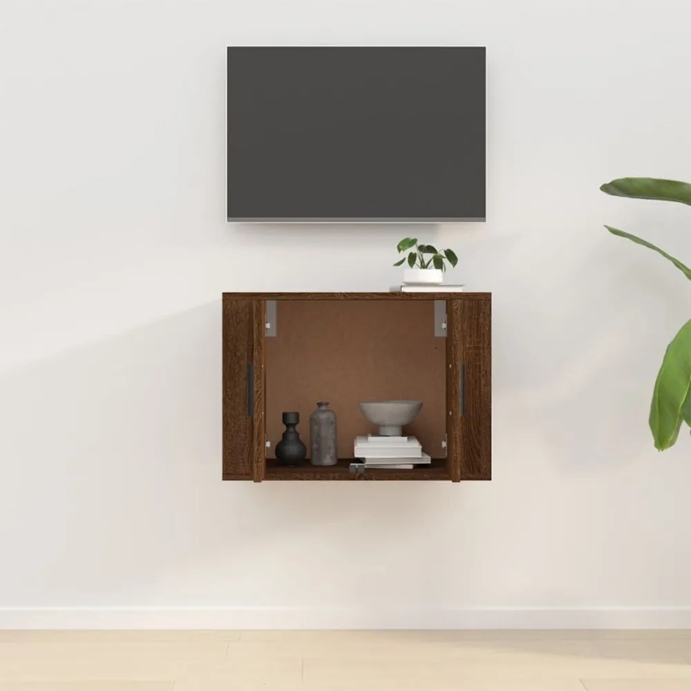 barna tölgy színű fali TV-szekrény 57 x 34,5 x 40 cm