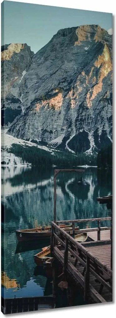 Vászonkép 40x100 Fa házikó a hegyekben