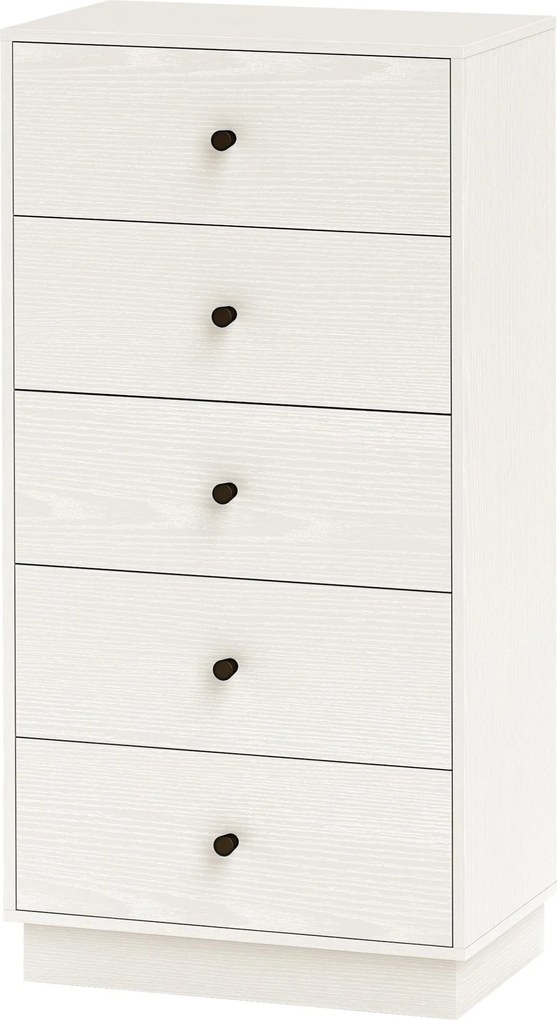 HOMCOM 5 Fiókos Világos Színű Ágyneműtartó Éjjeliszekrény Antisszézős Magas Fiókos Szekrény 47x29x95 cm | Aosom