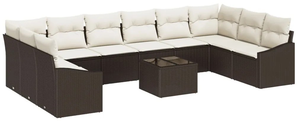 Kerti Kanapé Szett 11 pcs Barna Poli rattan