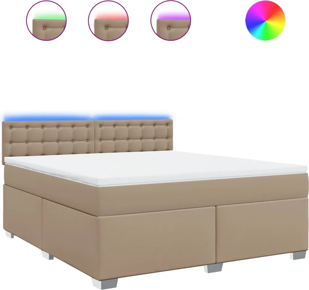 vidaXL cappuccino színű műbőr rugós ágy matraccal 180 x 200 cm