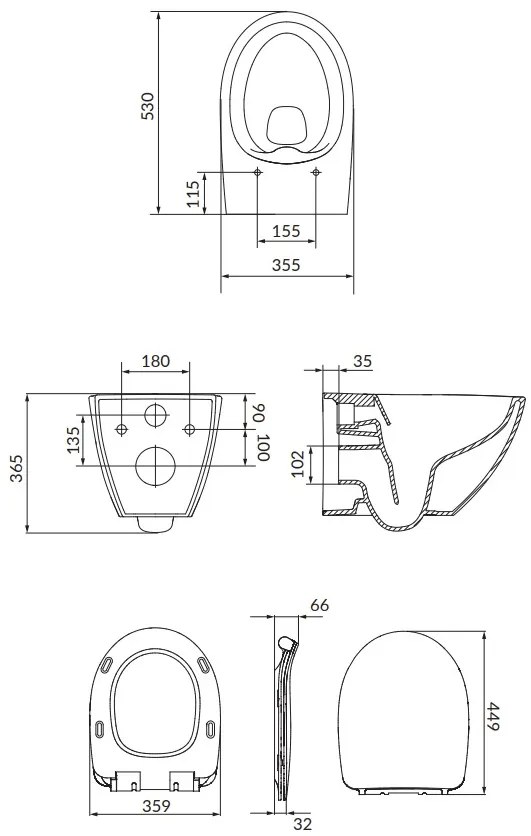 Cersanit Moduo, System50 MECH süllyesztett keret + Moduo Plus CleanOn fali WC csésze + MOVI II króm gomb, S701-769