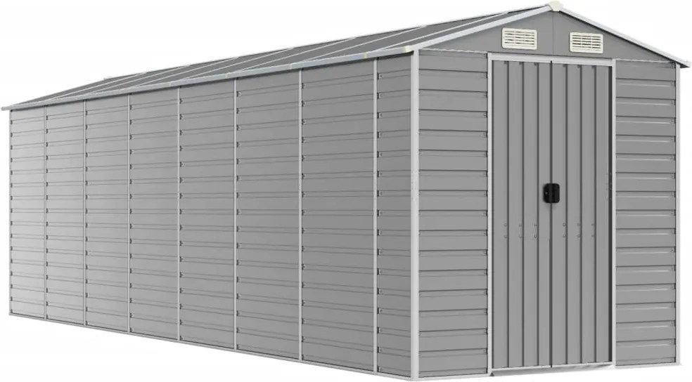 vidaXL világosszürke horganyzott acél kerti fészer 191 x 640 x 198 cm
