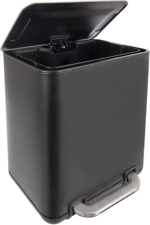 Fekete rozsdamentes acél pedálos szemetes 6 l Black – Orion