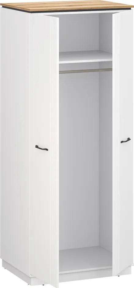 Szekrény, fehér/evoke tölgy, VELIS 2D