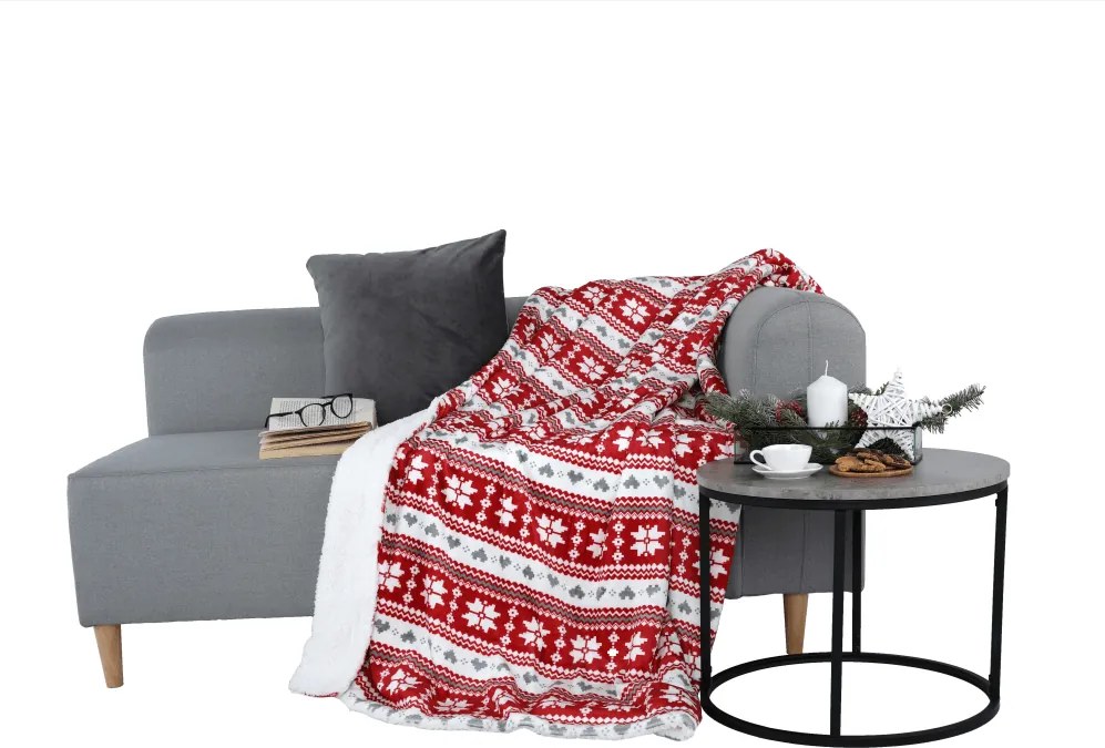 Kétoldalas bárány takaró, téli minta, 150x200, SAMANTE